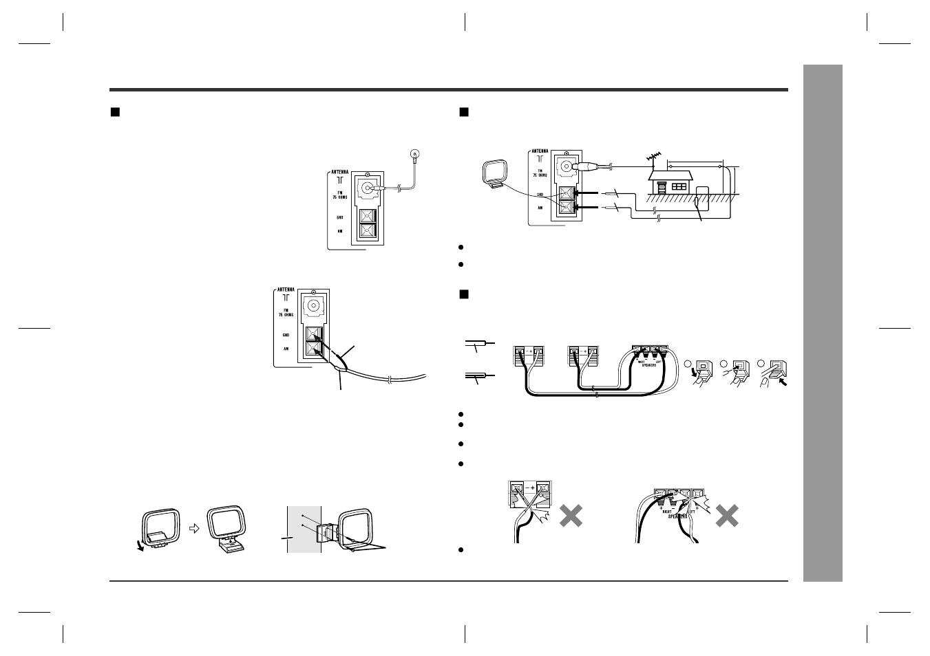 Aerial connection, External fm or am aerial, Speaker connection | Sharp SD-CX1H User Manual | Page 13 / 64