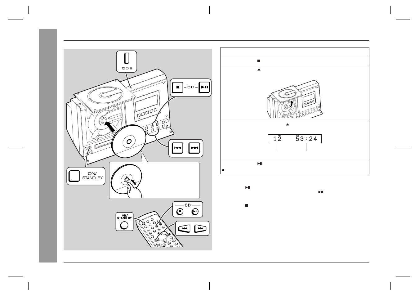 Listening to a cd, Cd p lay b a ck | Sharp SD-CX1H User Manual | Page 18 / 64