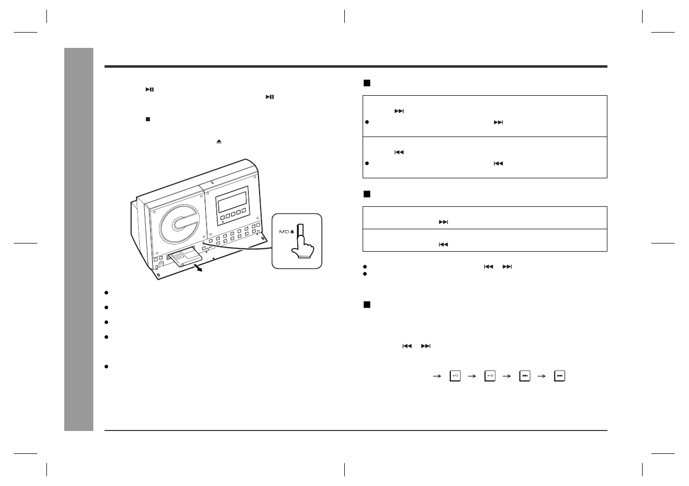 Md pla y bac k, Listening to a minidisc (continued) | Sharp SD-CX1H User Manual | Page 22 / 64