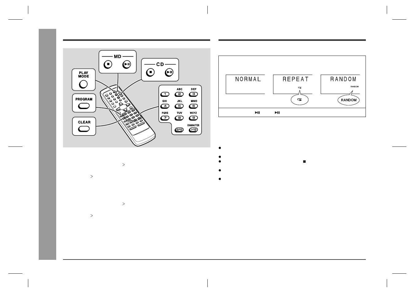 Direct play, Repeat or random play, Ad v a nce d cd /md pla y ba c k | Sharp SD-CX1H User Manual | Page 24 / 64