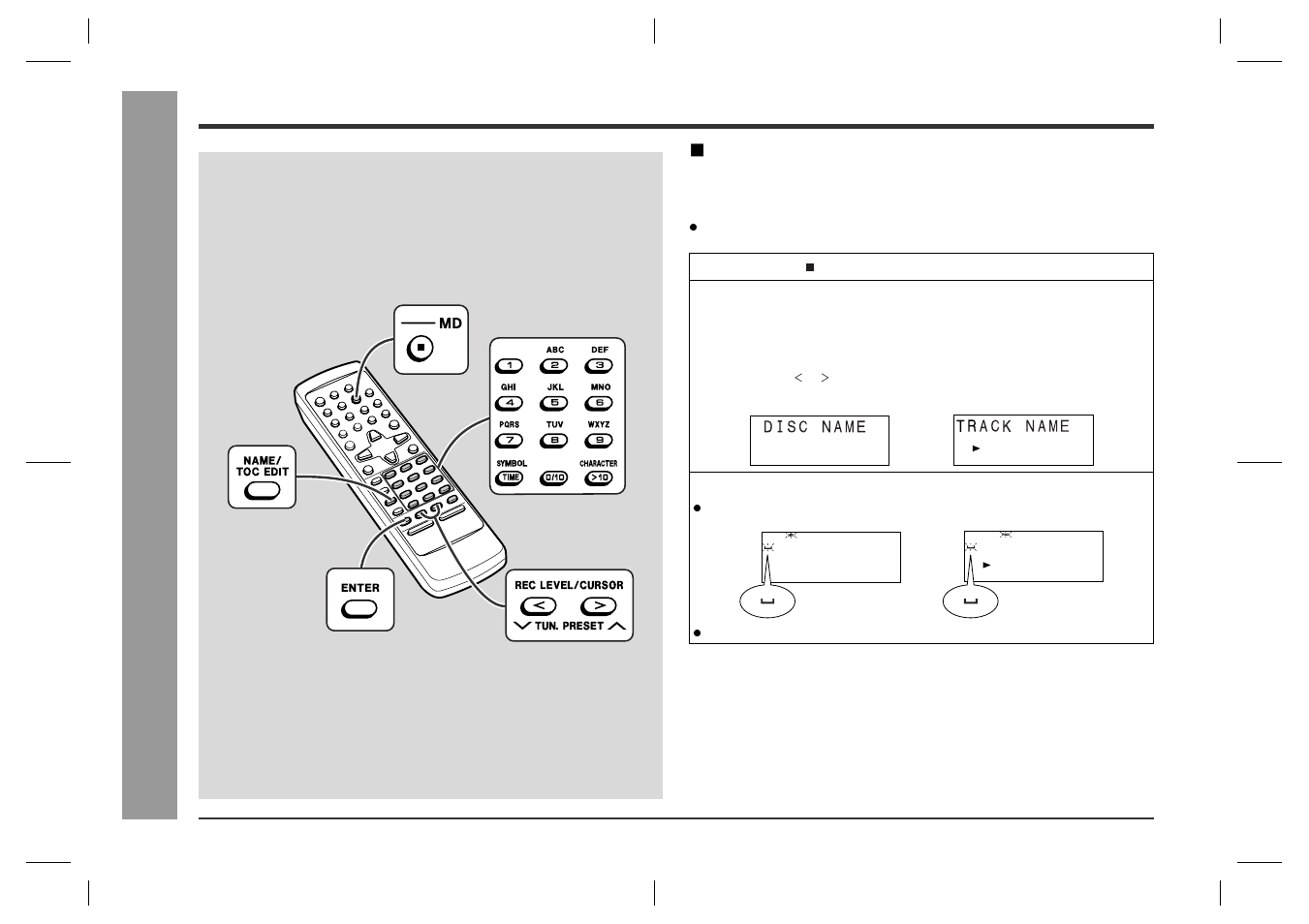 Titling a minidisc, Md editi n g | Sharp SD-CX1H User Manual | Page 42 / 64