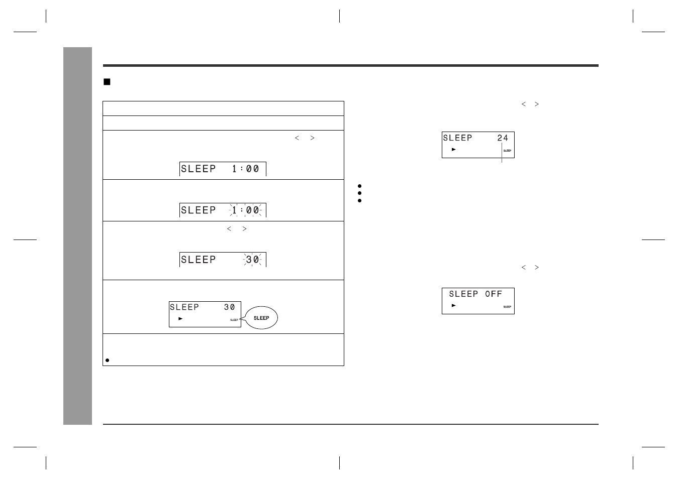 Ad v a nced fe atur es, Timer and sleep operation (continued), Sleep operation | Sharp SD-CX1H User Manual | Page 52 / 64