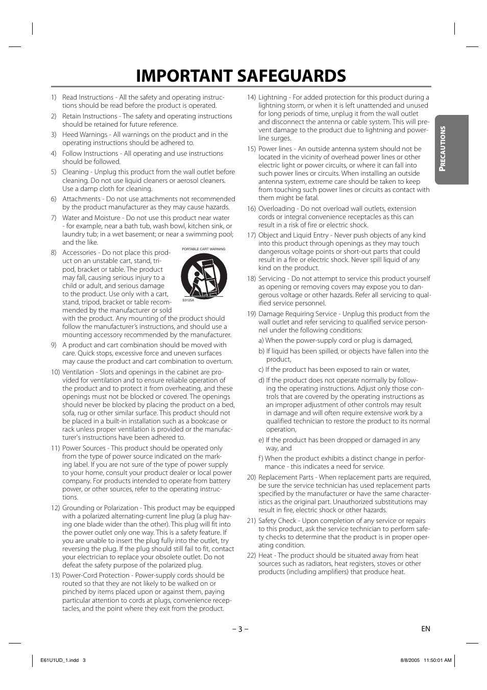 Important safeguards | Sharp DV-MX1U User Manual | Page 3 / 24