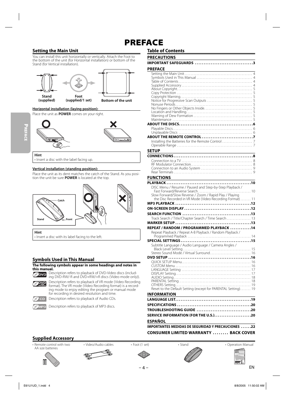 Preface | Sharp DV-MX1U User Manual | Page 4 / 24