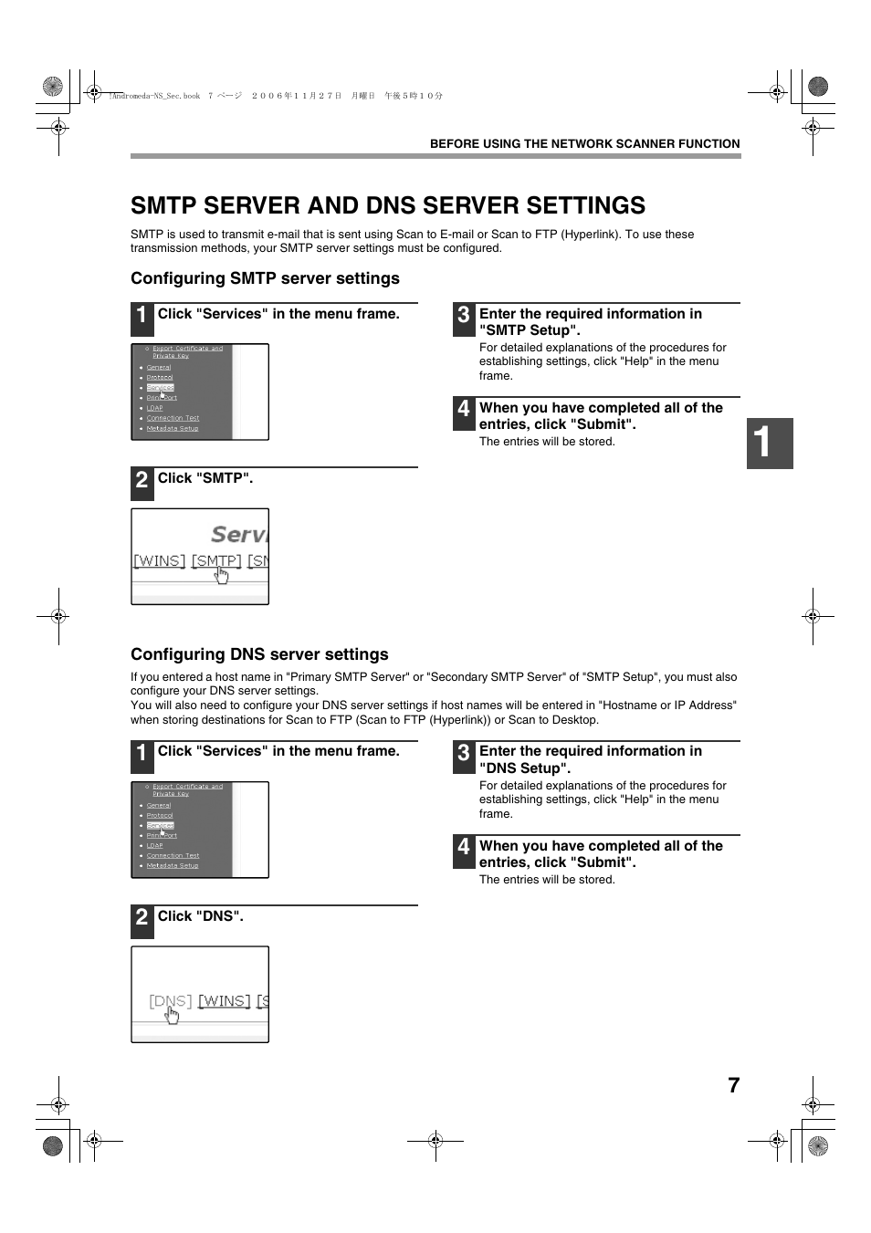 Smtp server and dns server settings | Sharp AR-M257 User Manual | Page 137 / 302