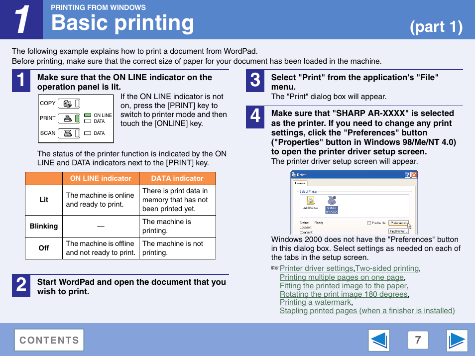 Basic printing, 1 printing from windows, Part 1) | Sharp AR-M257 User Manual | Page 183 / 302