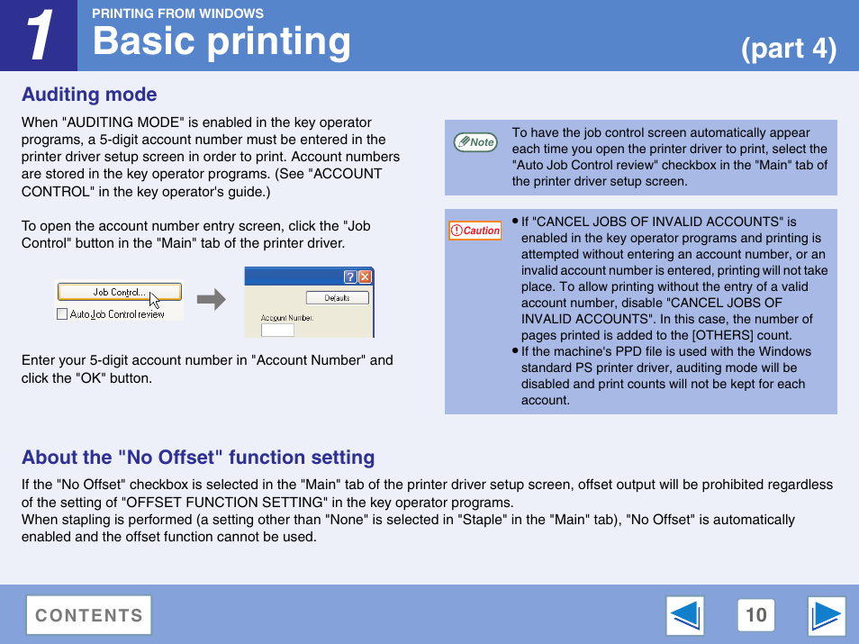 Auditing mode, About the "no offset" function setting, Basic printing | Part 4) | Sharp AR-M257 User Manual | Page 186 / 302