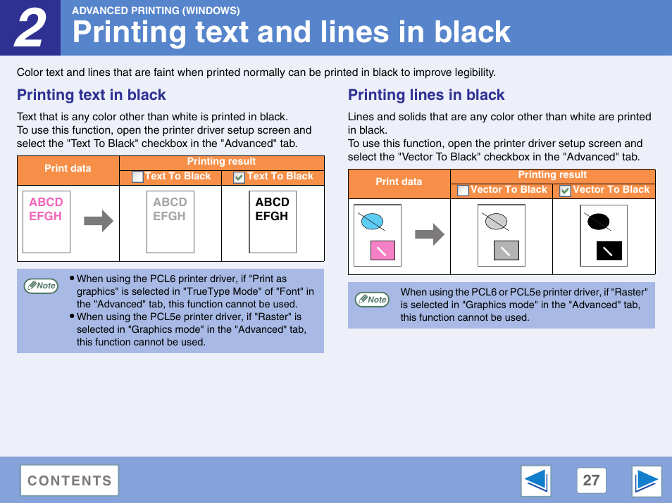 Printing text and lines in black, Printing text in black, Printing lines in black | Sharp AR-M257 User Manual | Page 203 / 302