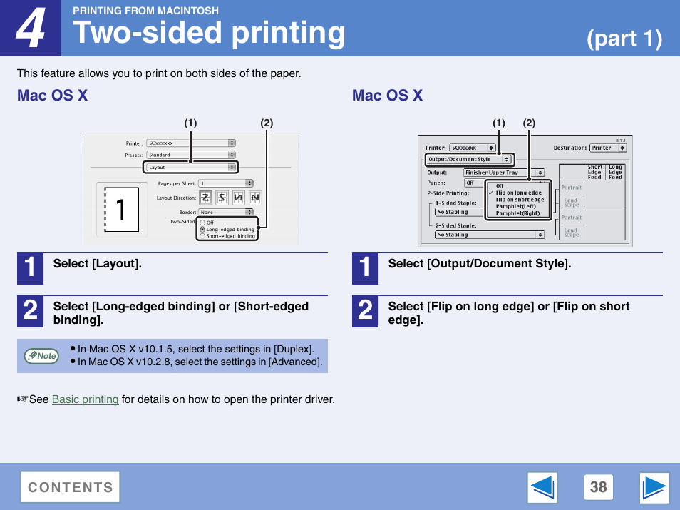 Two-sided printing, Mac os x, Part 1) | Sharp AR-M257 User Manual | Page 214 / 302