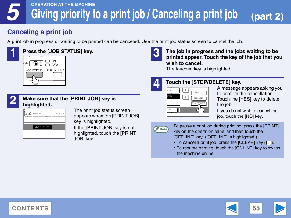 Canceling a print job, Part 2) | Sharp AR-M257 User Manual | Page 231 / 302