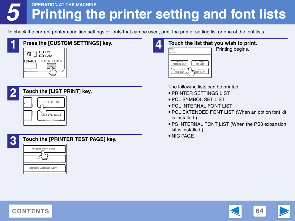 Printing the printer setting and font lists | Sharp AR-M257 User Manual | Page 240 / 302