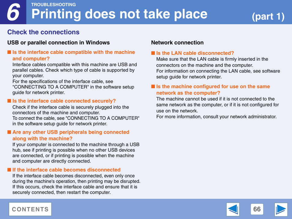 Printing does not take place, Check the connections, Usb or parallel connection in windows | Network connection, Part 1) | Sharp AR-M257 User Manual | Page 242 / 302