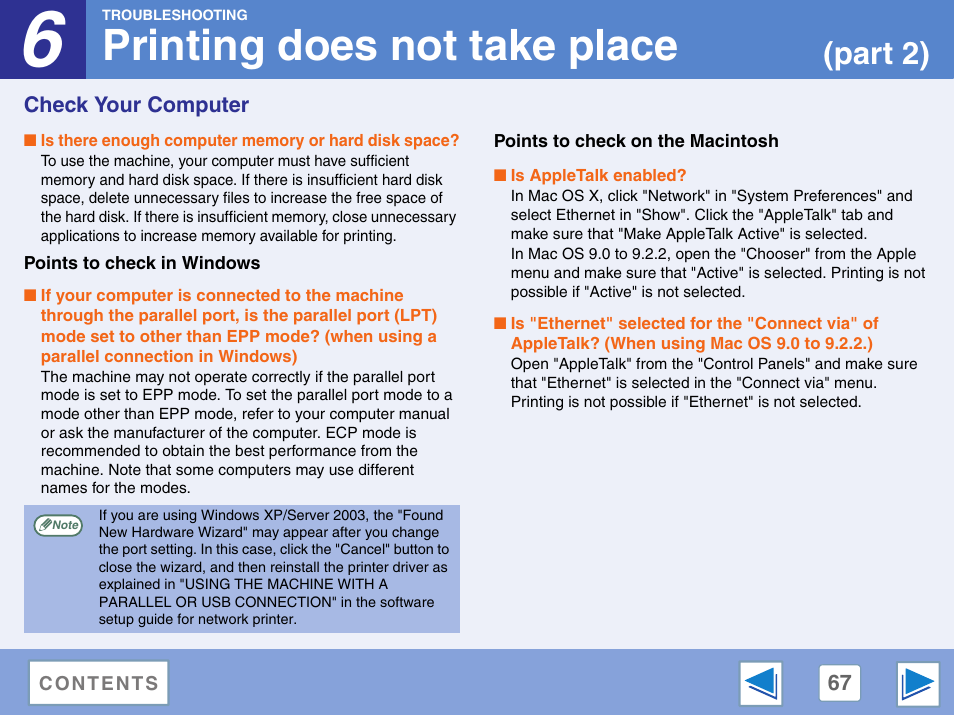 Check your computer, Points to check in windows, Points to check on the macintosh | Printing does not take place, Part 2) | Sharp AR-M257 User Manual | Page 243 / 302