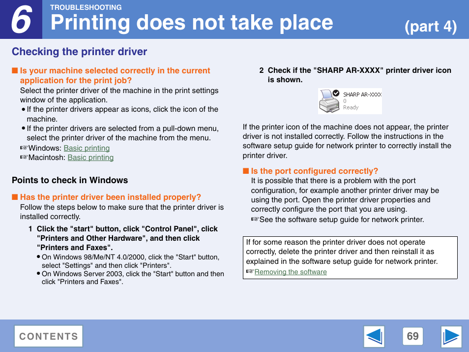 Checking the printer driver, Points to check in windows, Printing does not take place | Part 4) | Sharp AR-M257 User Manual | Page 245 / 302