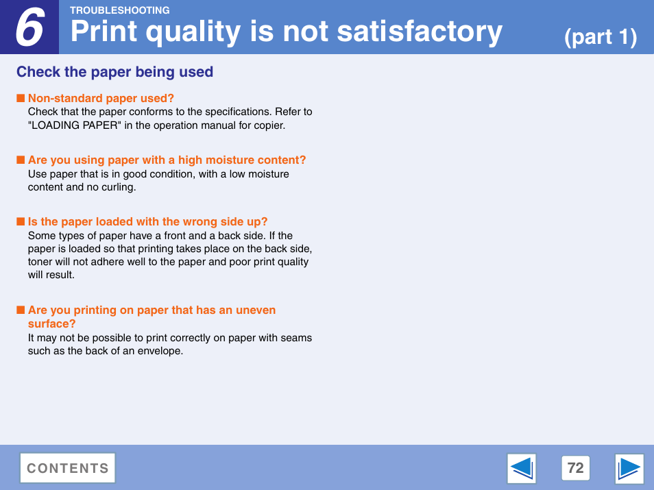 Print quality is not satisfactory, Check the paper being used, Part 1) | Sharp AR-M257 User Manual | Page 248 / 302