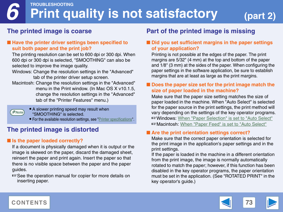 The printed image is coarse, The printed image is distorted, Part of the printed image is missing | Print quality is not satisfactory, Part 2) | Sharp AR-M257 User Manual | Page 249 / 302