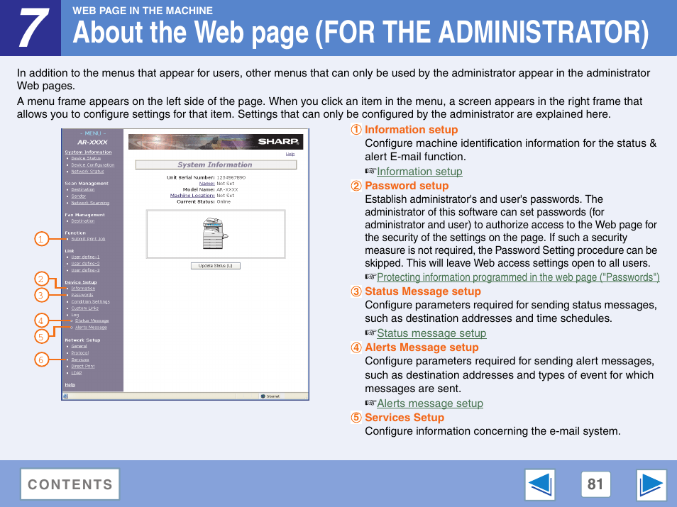 About the web page (for the administrator) | Sharp AR-M257 User Manual | Page 257 / 302