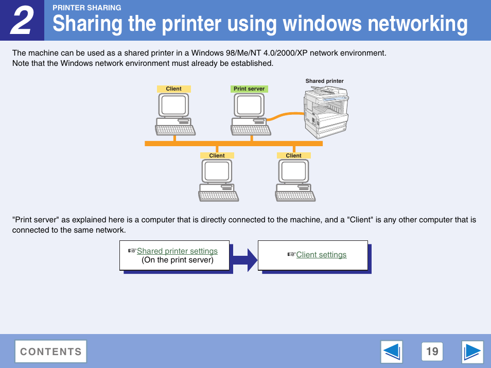 Sharing the printer using windows networking, 2 printer sharing | Sharp AR-M257 User Manual | Page 286 / 302