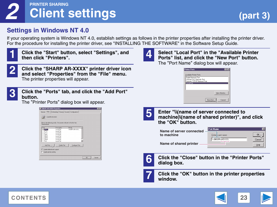 Settings in windows nt 4.0, Client settings, Part 3) | Sharp AR-M257 User Manual | Page 290 / 302