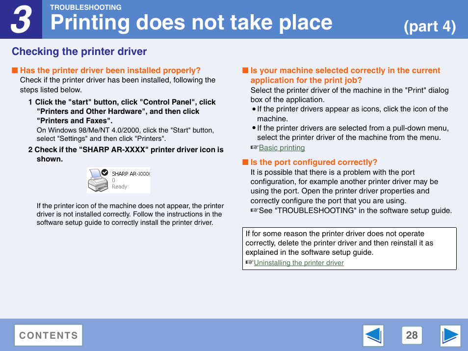 Checking the printer driver, Printing does not take place, Part 4) | Sharp AR-M257 User Manual | Page 295 / 302