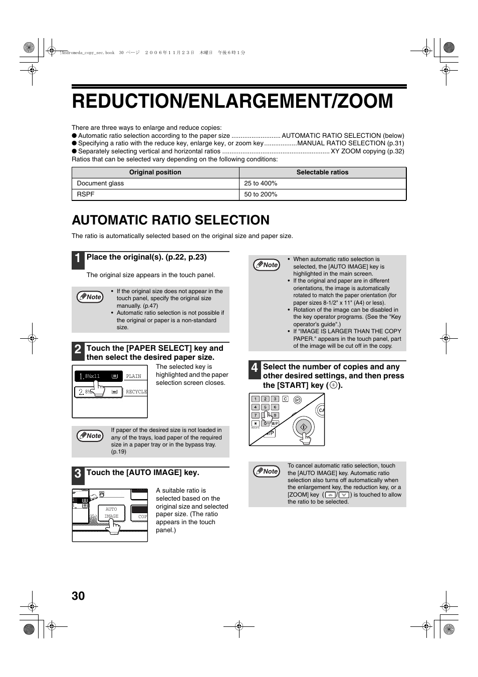 Reduction/enlargement/zoom, Automatic ratio selection | Sharp AR-M257 User Manual | Page 56 / 302