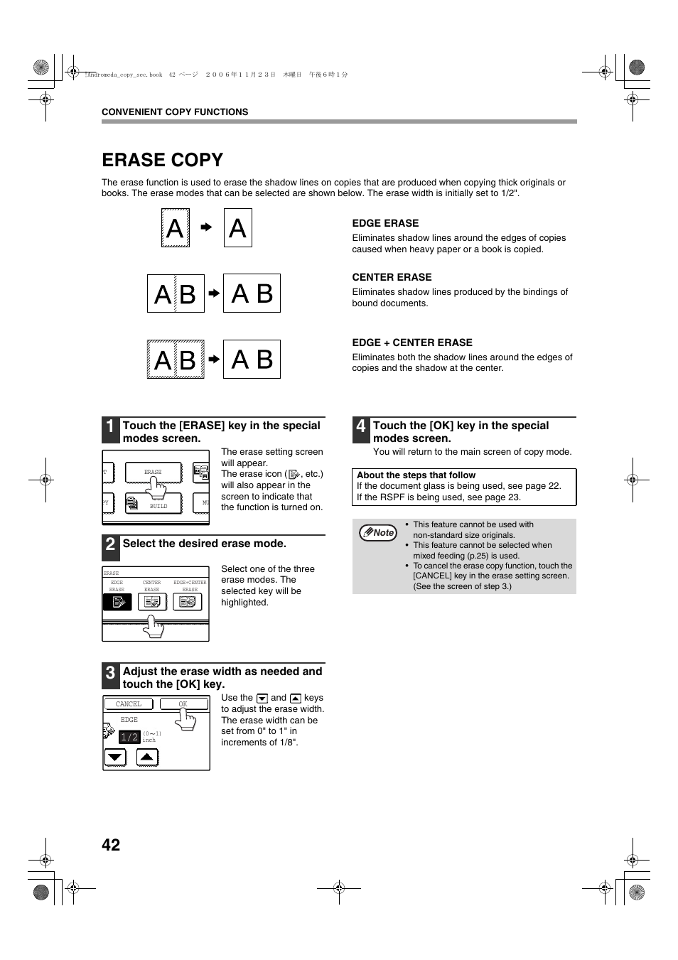 Erase copy | Sharp AR-M257 User Manual | Page 68 / 302