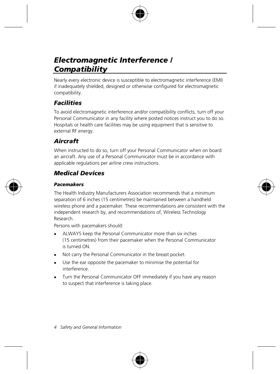 Electromagnetic interference / compatibility | Motorola Talkabout 191 User Manual | Page 10 / 100