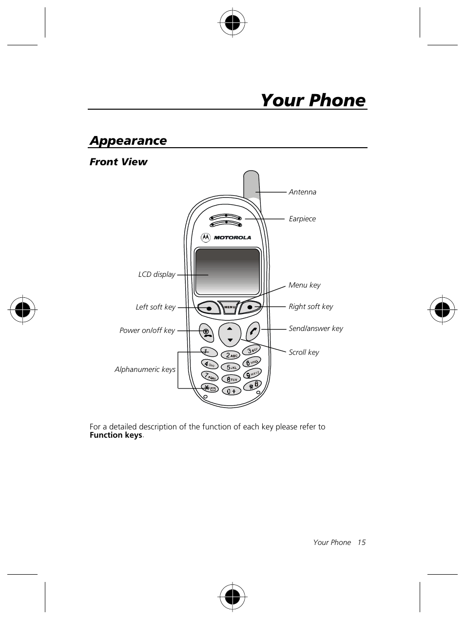 Your phone, Appearance | Motorola Talkabout 191 User Manual | Page 21 / 100