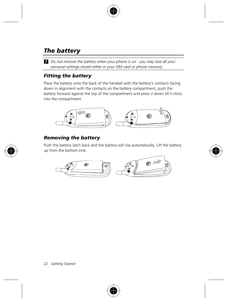 The battery | Motorola Talkabout 191 User Manual | Page 28 / 100