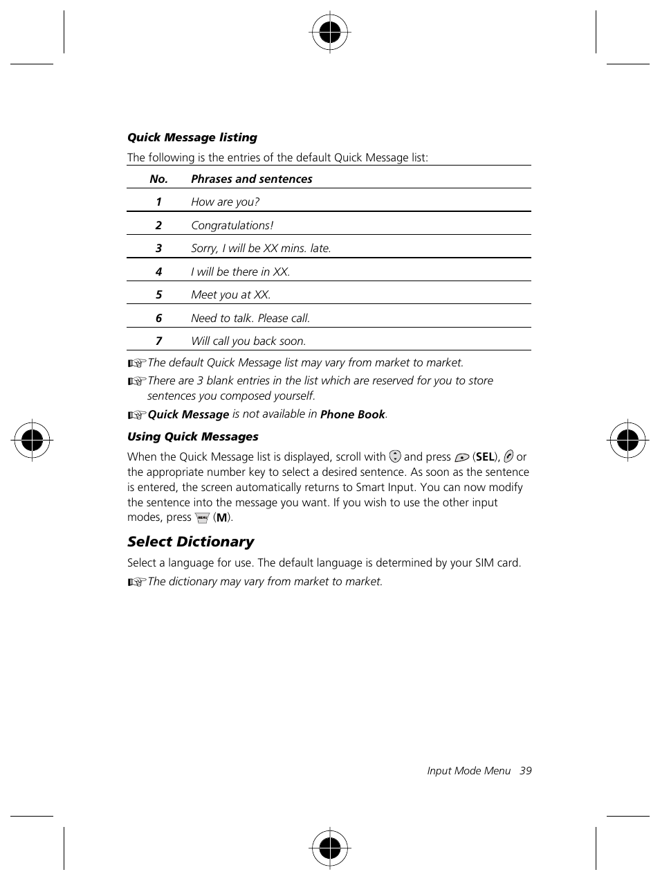 Select dictionary | Motorola Talkabout 191 User Manual | Page 45 / 100