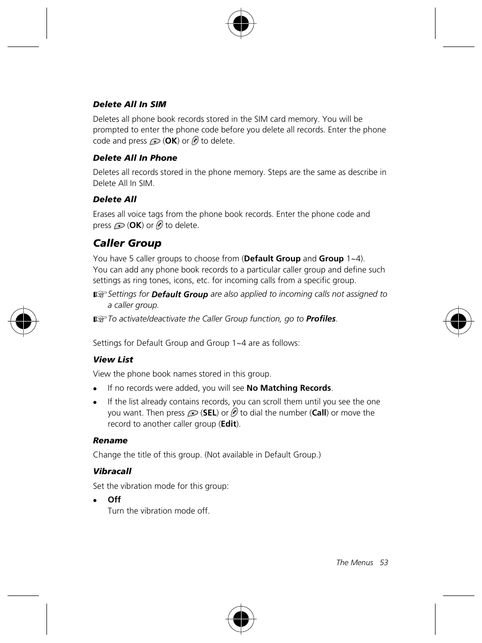 Caller group | Motorola Talkabout 191 User Manual | Page 59 / 100