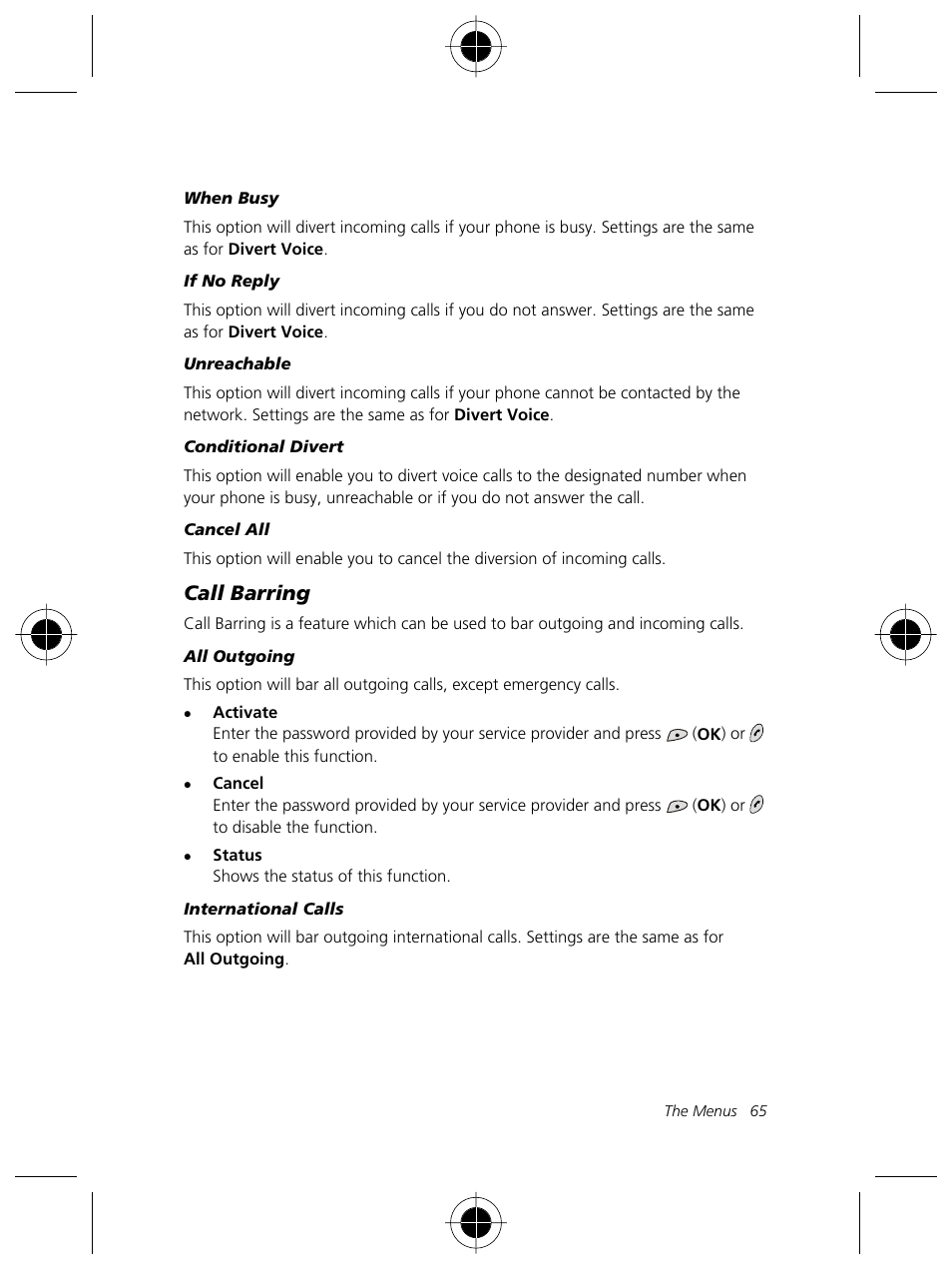 Call barring | Motorola Talkabout 191 User Manual | Page 71 / 100