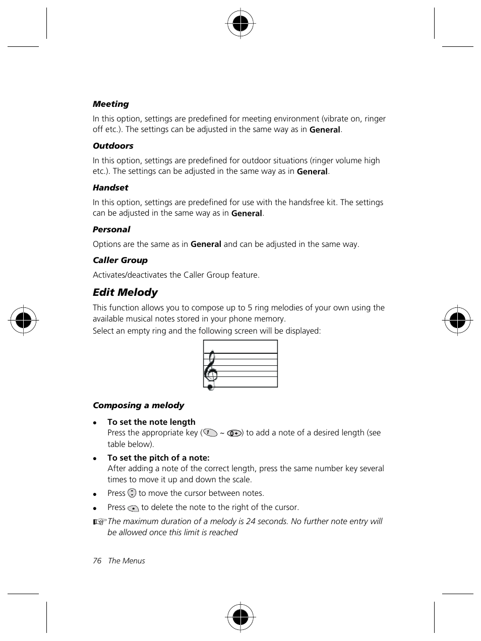 Edit melody | Motorola Talkabout 191 User Manual | Page 82 / 100