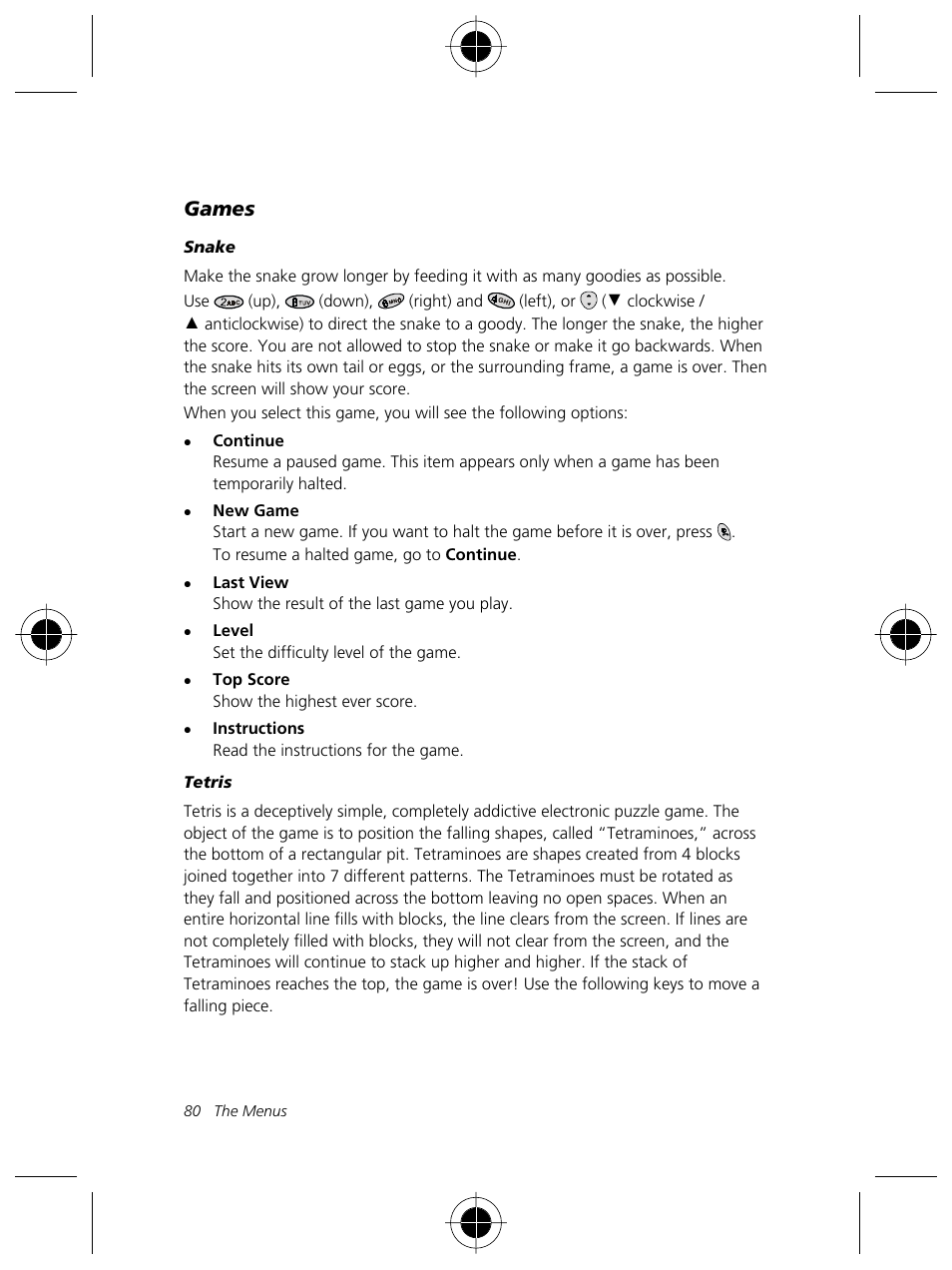 Games | Motorola Talkabout 191 User Manual | Page 86 / 100