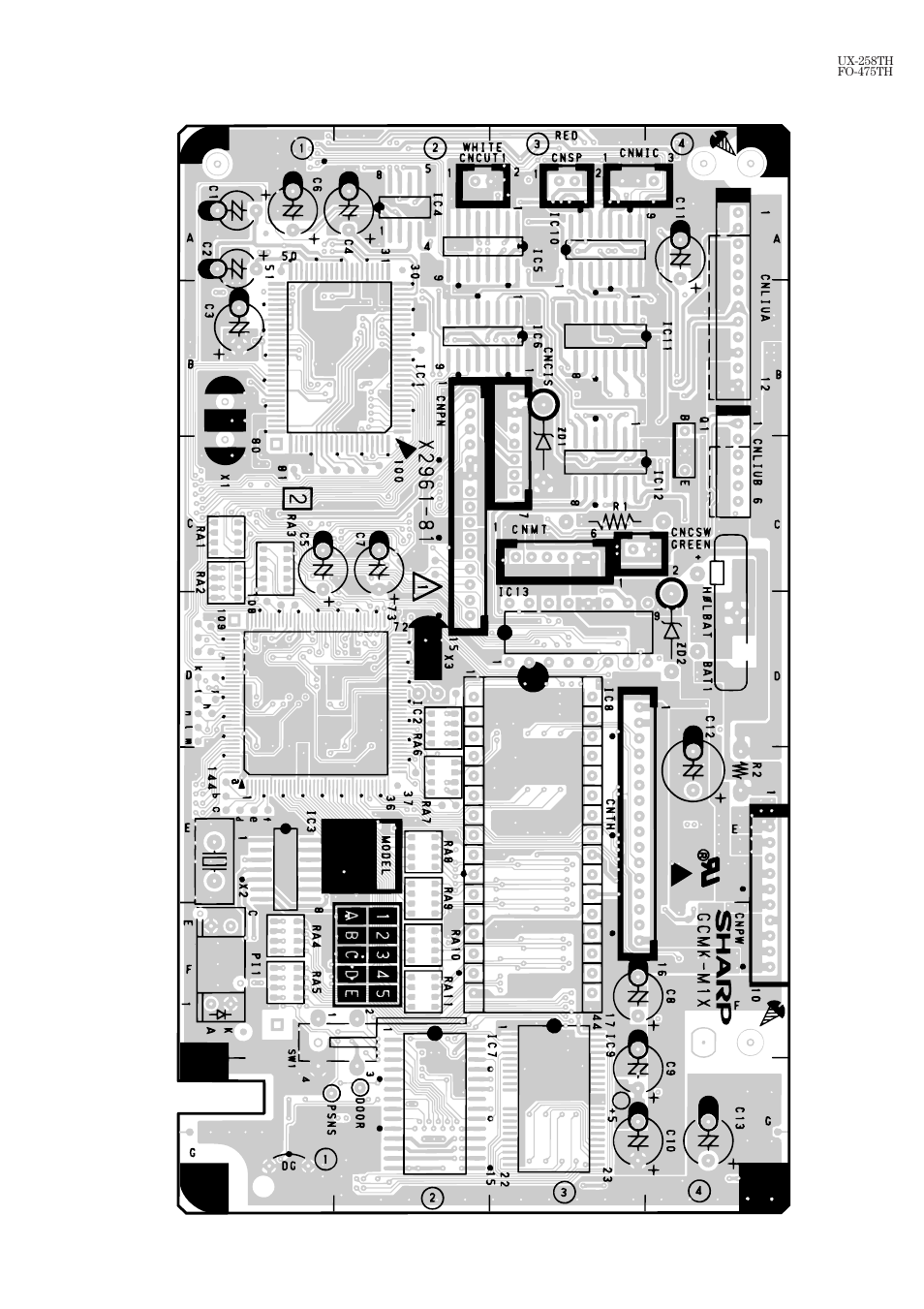 Control pwb parts layout (top side) | Sharp FO-475TH User Manual | Page 60 / 75