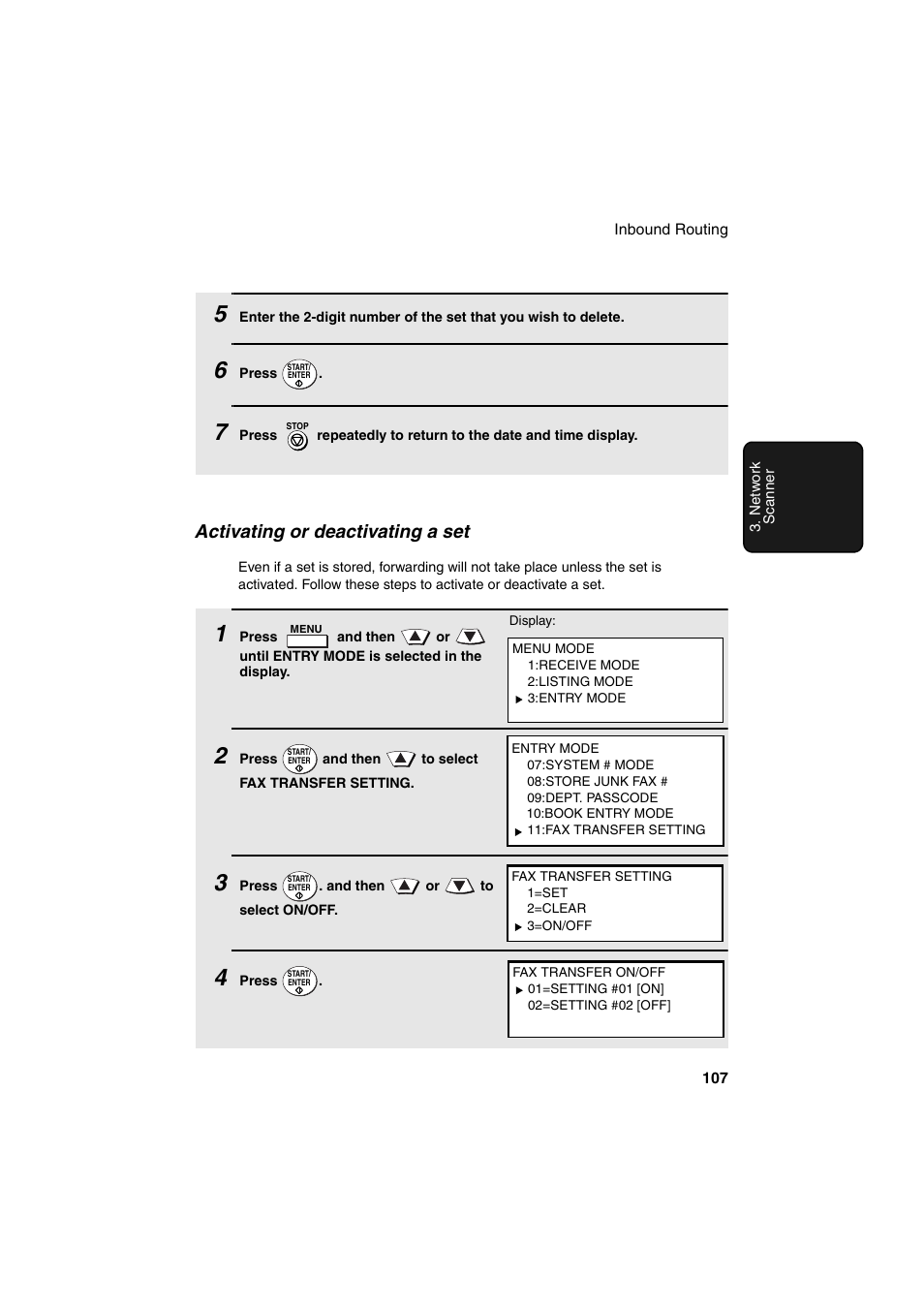 Activating or deactivating a set | Sharp FO-DC500 User Manual | Page 109 / 236