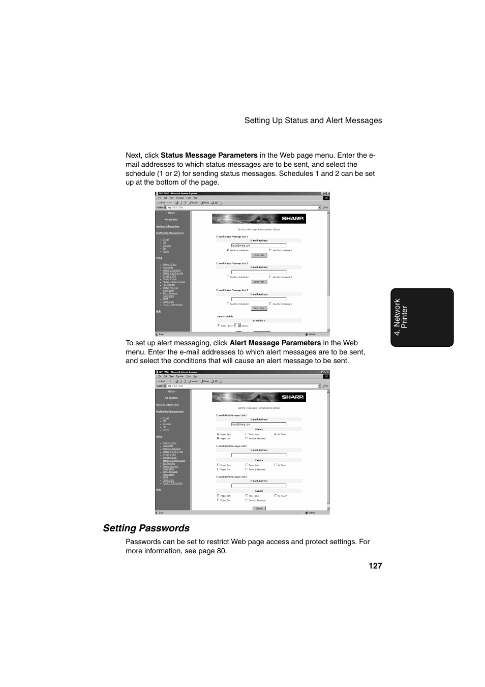 Setting passwords | Sharp FO-DC500 User Manual | Page 129 / 236