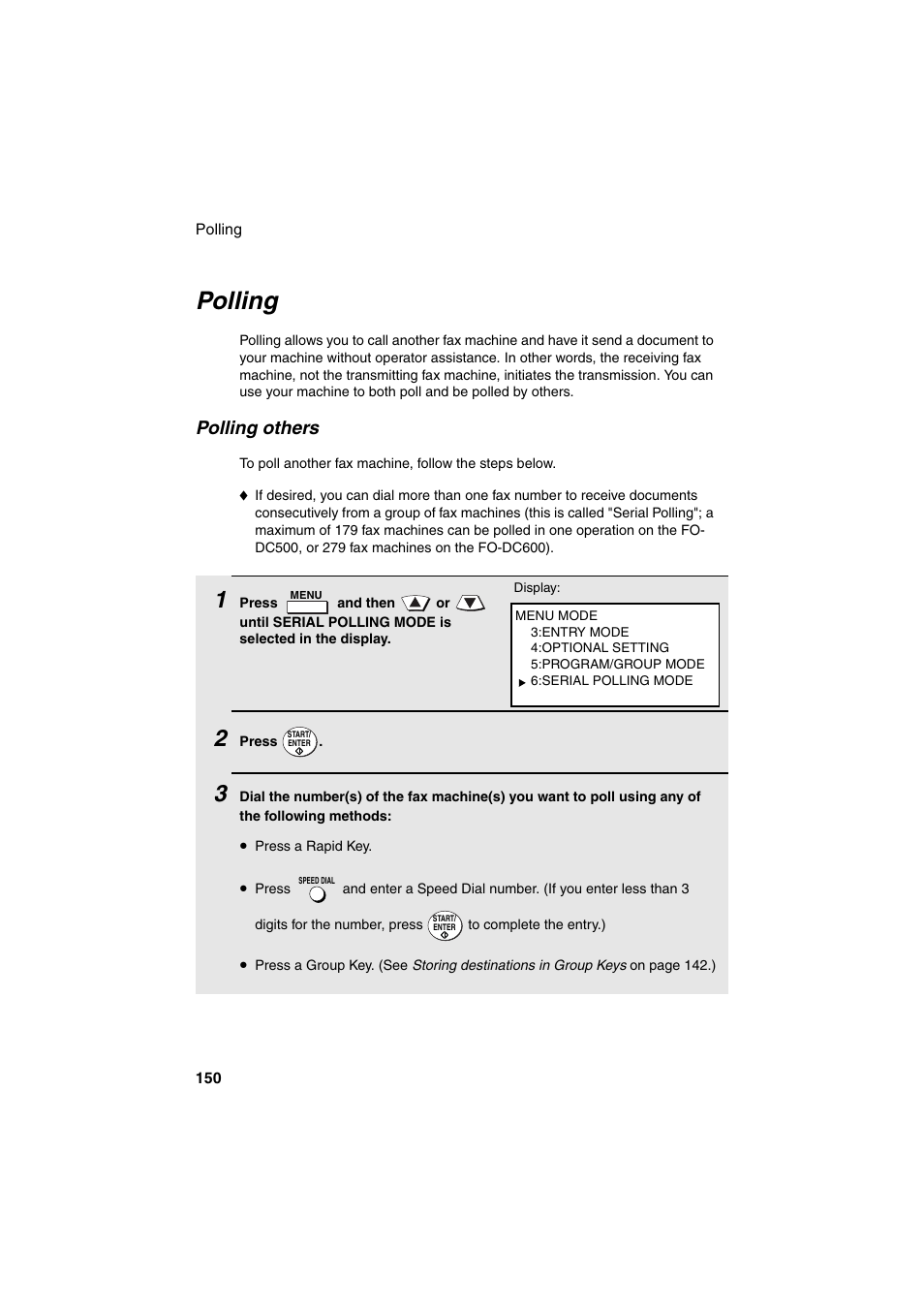 Polling, Polling others | Sharp FO-DC500 User Manual | Page 152 / 236