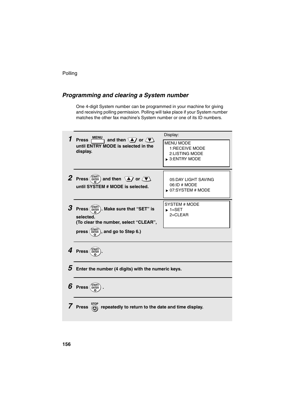 Programming and clearing a system number | Sharp FO-DC500 User Manual | Page 158 / 236