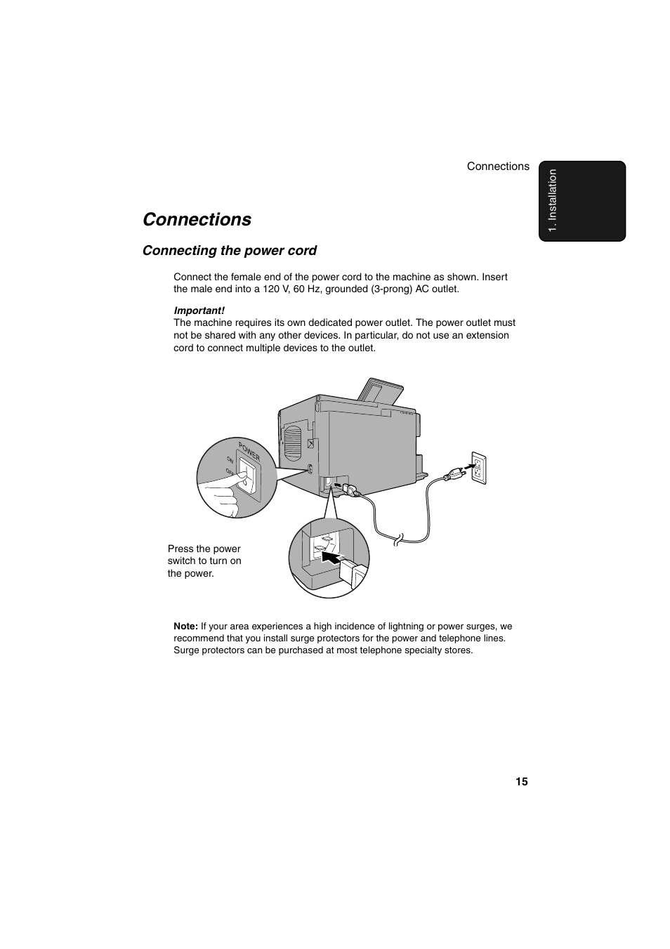 Connections | Sharp FO-DC500 User Manual | Page 17 / 236