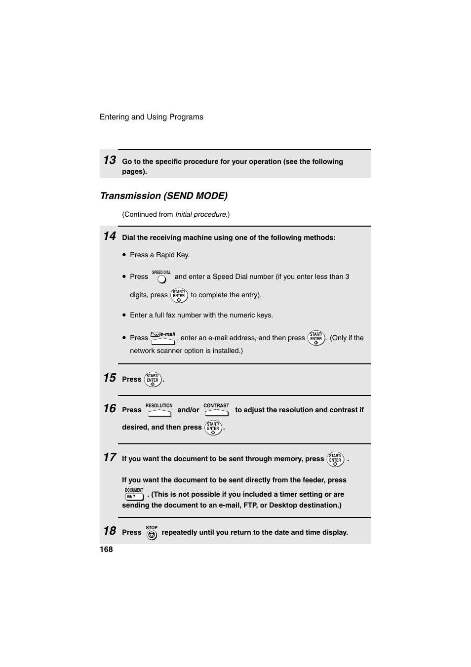 Transmission (send mode) | Sharp FO-DC500 User Manual | Page 170 / 236