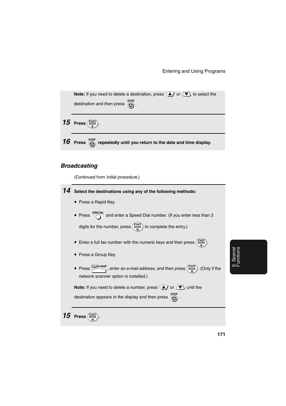 Broadcasting | Sharp FO-DC500 User Manual | Page 173 / 236