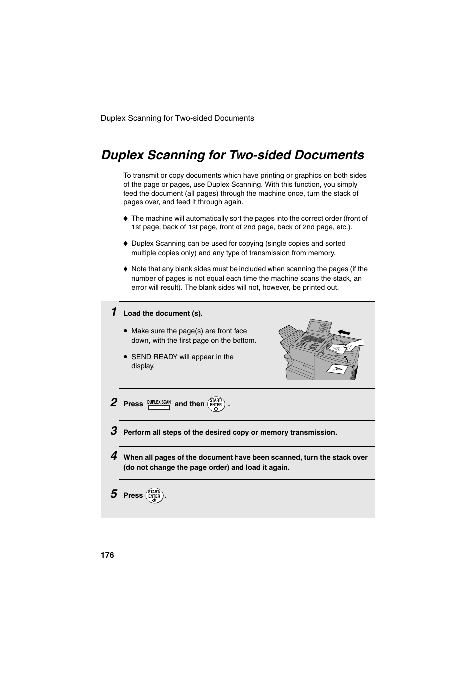 Duplex scanning for two-sided documents | Sharp FO-DC500 User Manual | Page 178 / 236