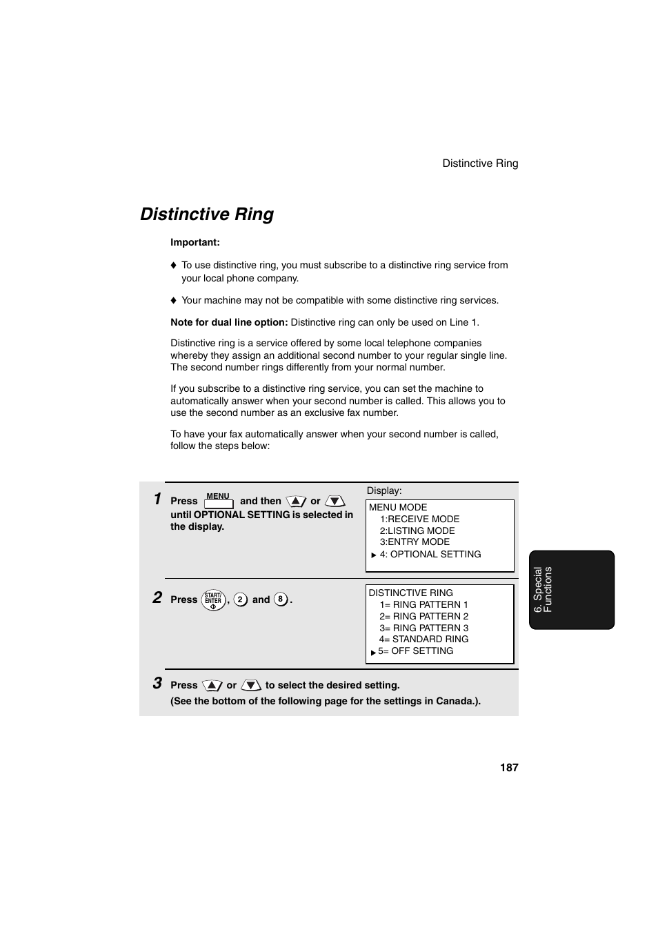 Distinctive ring | Sharp FO-DC500 User Manual | Page 189 / 236