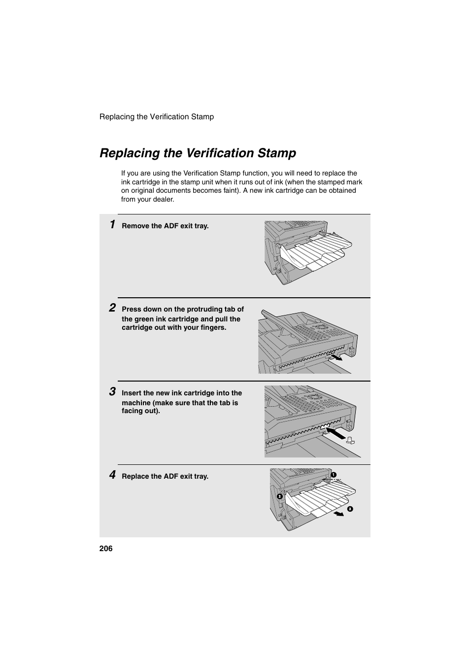 Replacing the verification stamp | Sharp FO-DC500 User Manual | Page 208 / 236