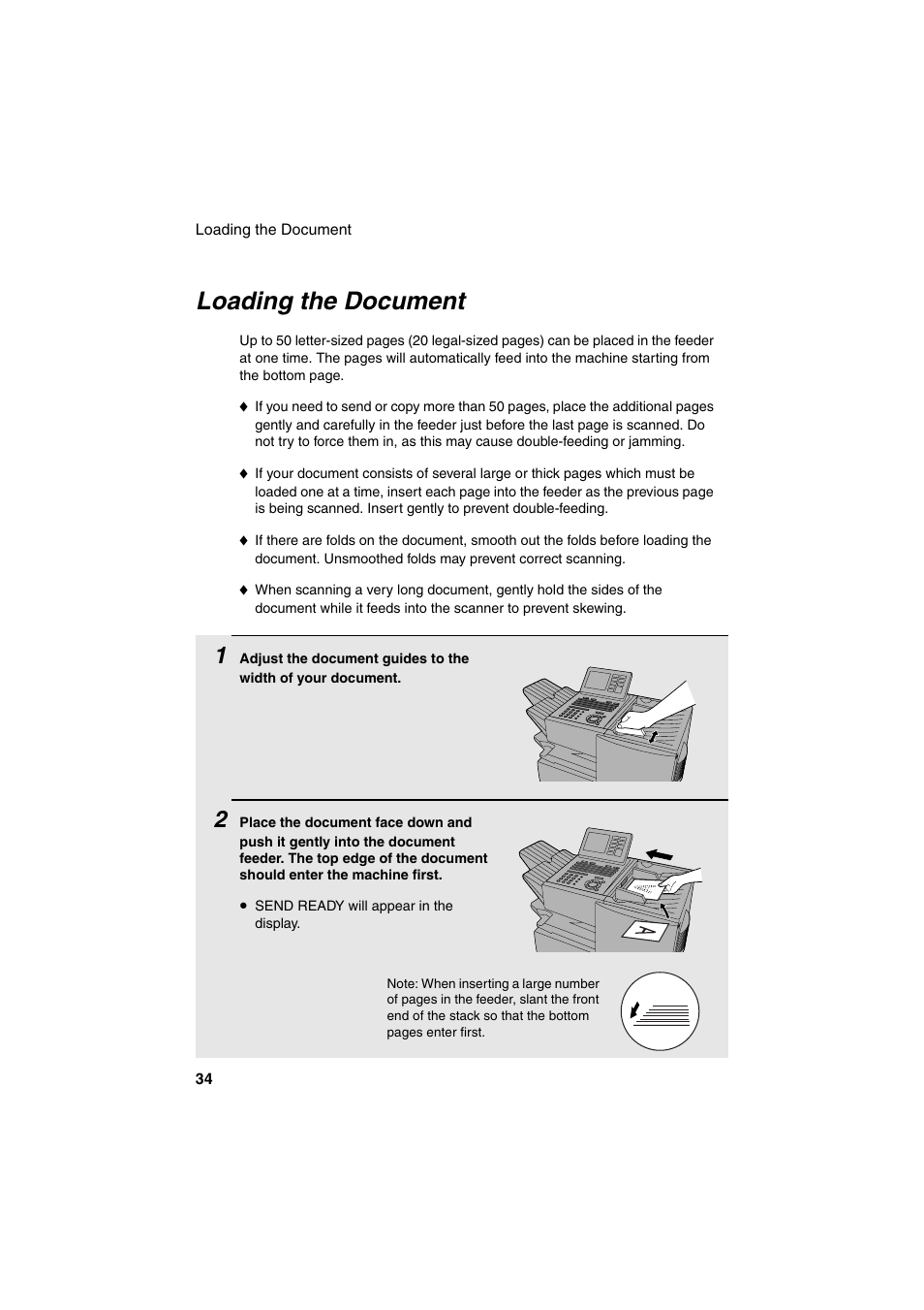 Loading the document | Sharp FO-DC500 User Manual | Page 36 / 236