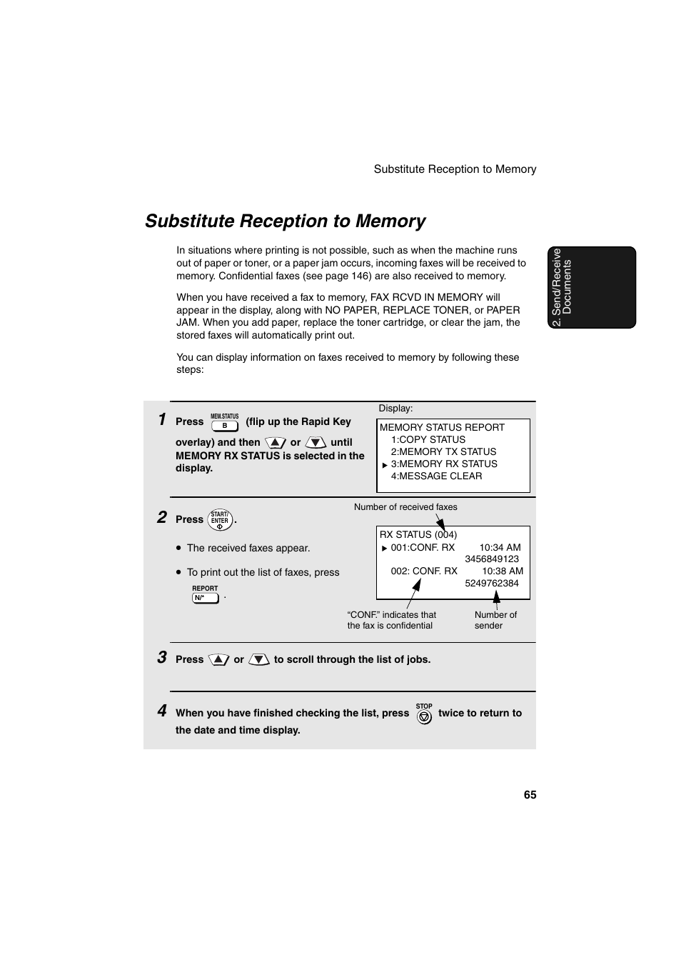 Substitute reception to memory | Sharp FO-DC500 User Manual | Page 67 / 236