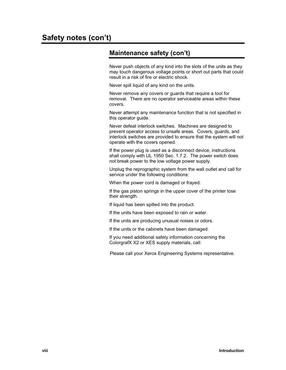 Maintenance safety (con’t) | Sharp X2 User Manual | Page 10 / 75