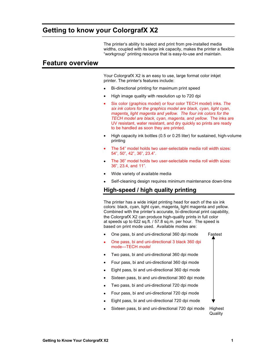 Getting to know your colorgrafx x2, Feature overview, High-speed / high quality printing | Sharp X2 User Manual | Page 13 / 75