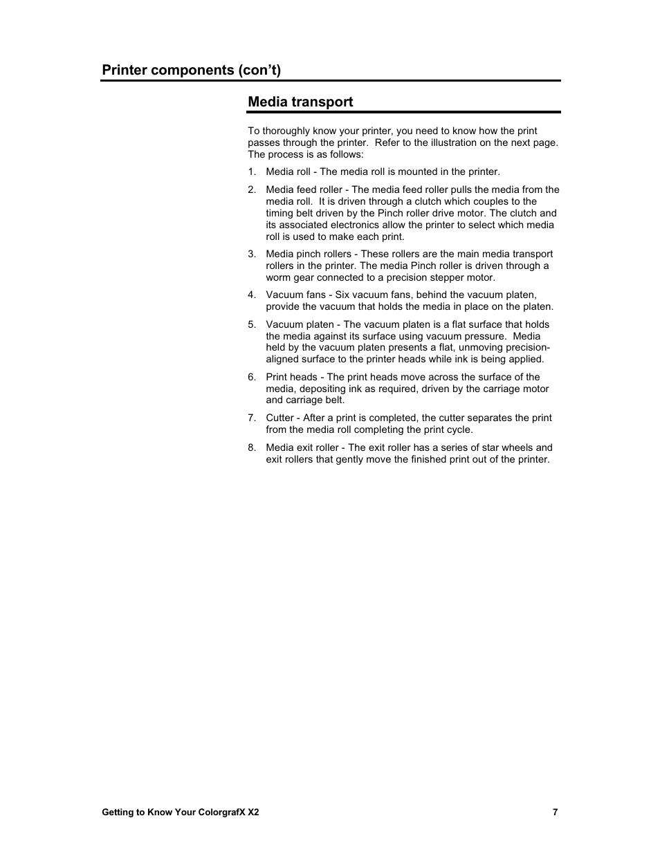 Printer components (con’t) media transport | Sharp X2 User Manual | Page 19 / 75